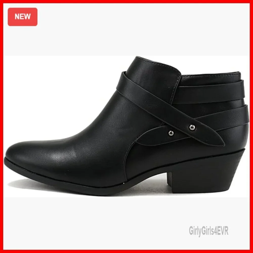 Women's Ankle Booties with Multi-Strap Design and Block Heel, Wide Fit